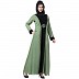 Polka dotted layered abaya- Green-Black Polka dotted layered abaya- Green-Black
